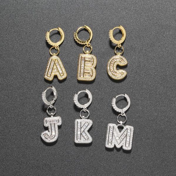 

stud s bling fashion hip hop brass letters earrings e039, Golden;silver