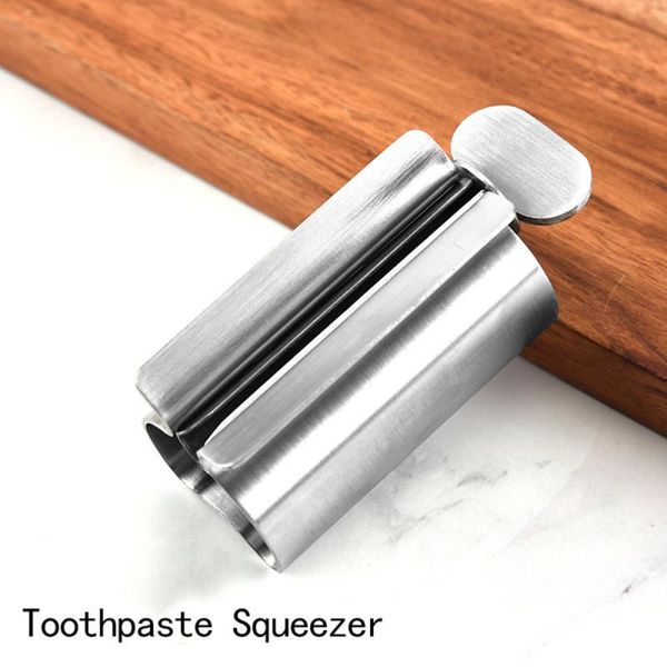 

bath accessory set one piece stainless steel toothpaste automatic dispenser, squeezer, bathroom accessories, toothbrush holder