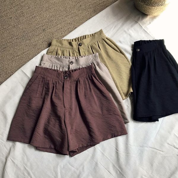 

women's shorts women with high waists, casual, beach shorts will see loose elastic shorts. female waistline, streetwear, broad leg, npq, White;black
