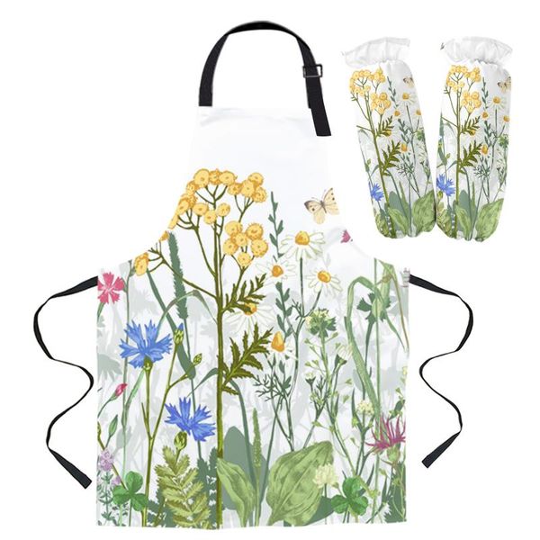 

aprons flowers butterfly dragonfly kitchen for women bibs household cleaning pinafore home cooking apron