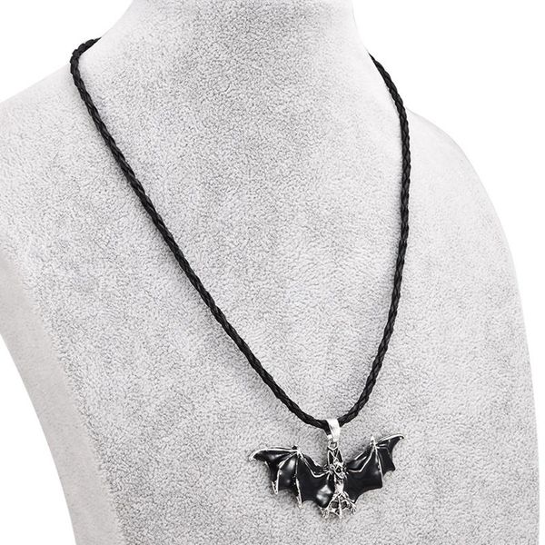 

pendant necklaces 1pc halloween punk necklace black bat animal ocs multilayer layered for women men jewelry gift, Silver