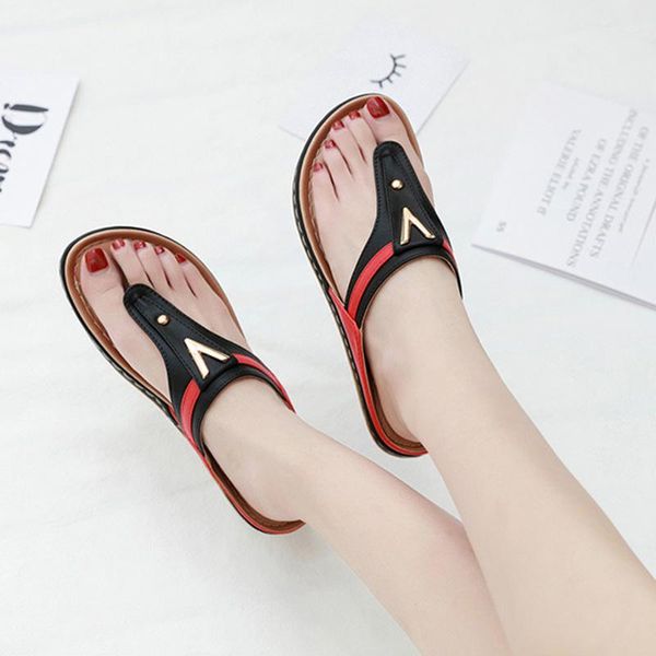 

summer women shoes flip flops ladies beach sandals plus size flat fashion, Black