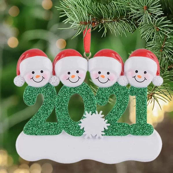 2021 Resina Família de boneco de neve personalizada de 4 ornamento de árvore de Natal presente personalizado para mamã, pai, garoto, vovó pingente