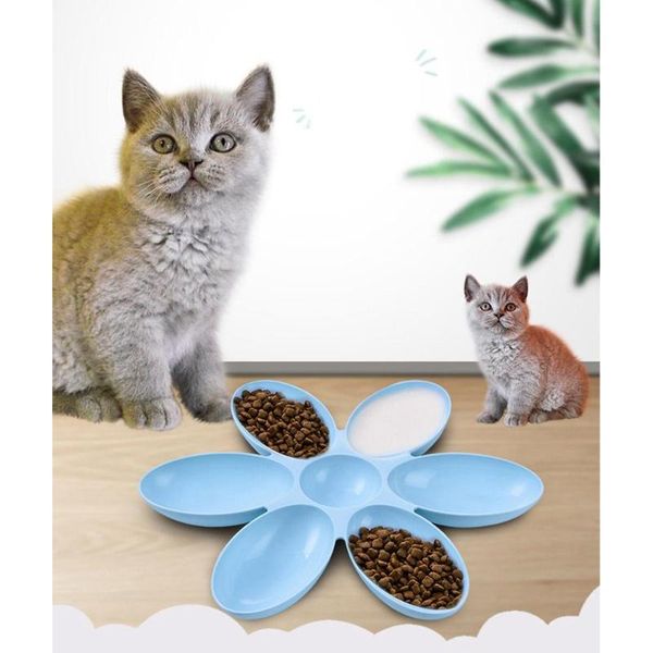 

cat bowls & feeders 6 in 1 pet for cats dogs shape water food feeder feeding pets petal creative dog tableware
