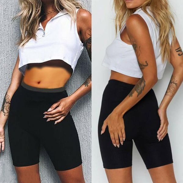 

solid color shorts summer elastic basic sports riding fitness quick-drying comfortable women's, White;black
