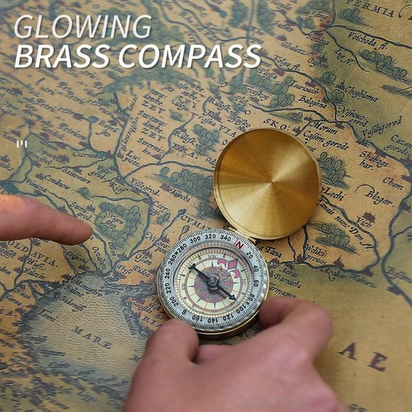 

outdoor gadgets camping hiking pocket brass golden compass portable multifunction navigation for activities compbum