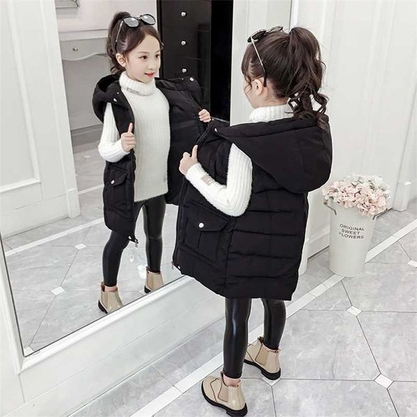 

fashion girl vests spring autumn childrens coats girls solid color sleeveless waistcoats for teenage toddler clothes 8 to 12year 211203, Camo