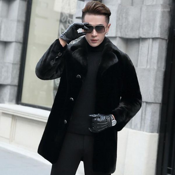 

black faux leather jacket mens warm coat men loose jackets winter autumn thicken jaqueta de couro lapel men's & fur