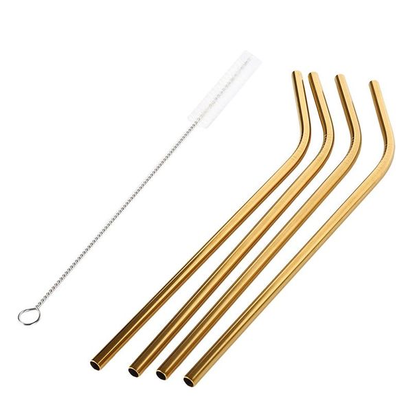 

drinking straws 5pcs/set reusable stainless steel sturdy bent straight drinks straw coffe milk tools