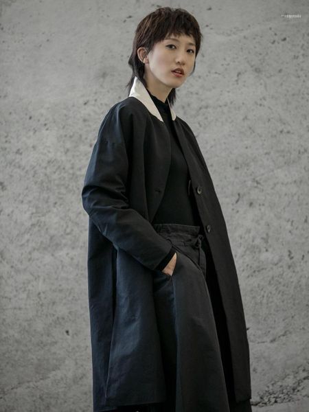 

women's trench coats owen seak women parker high street style clothing autumn dust windbreaker black trench1, Tan;black