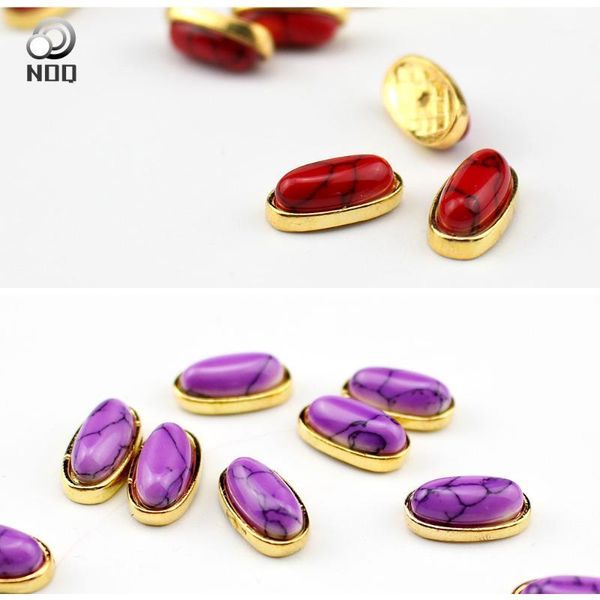 

10pcs agate 6 colors nail stones natural manicure brush for diy decorations crystal stone art design1, Silver;gold