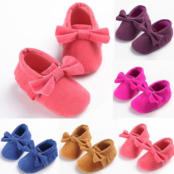 

first walkers cute big bow baby girls shoes pu suede leather infant toddler moccasins tassel soft sole 5 color fashionable