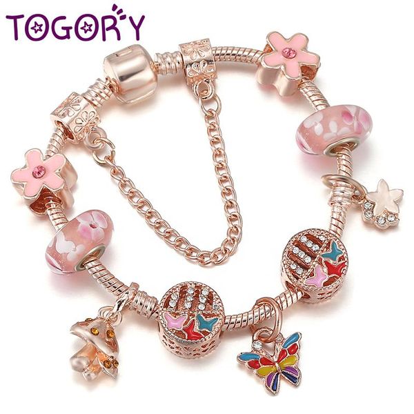 

charm bracelets togory 2021 rose gold butterfly with silver plated snake chain for women jewelry gift dorp, Golden;silver