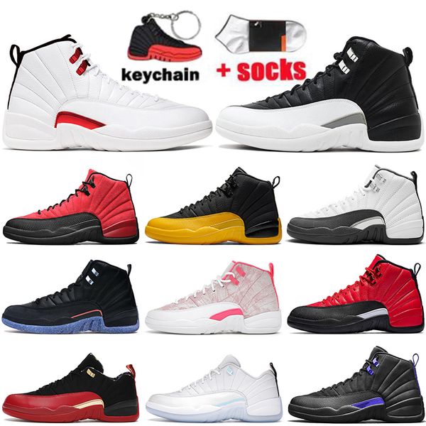 

jumpman 12 men womens basketball shoes 12s twist utility arctic punch dark concord reverse flu game university gold blue trainers sneakers w, White;red