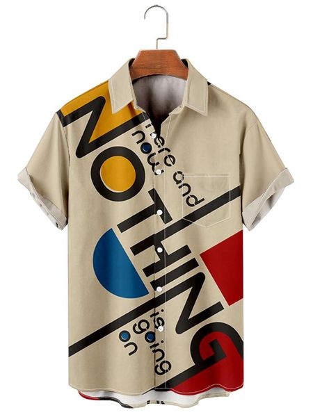 

men's casual shirts 2021 short sleeve lapel shirt large size letter 3d printed with pocket, White;black