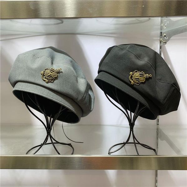 

berets autumn and winter korean ladies ins retro beret outdoor wild fashion elegant painter hat casual pumpkin, Blue;gray