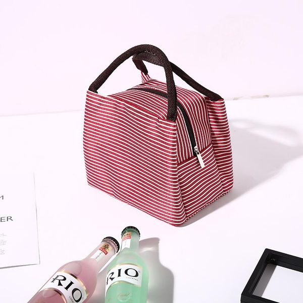 

storage bags portable striped aluminum foil insulation bag bento lunch ice pack cold ladies student kids picnic box