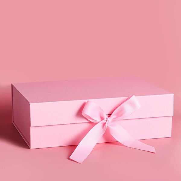 

gift wrap satin ribbon collapsible box with magnetic closure party wedding custom cosmetic packaging