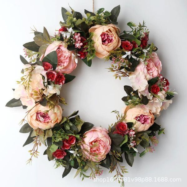 

decorative flowers & wreaths autumn peony wreath christmas red door wall hanging garland ornaments wedding decoration home farmhouse