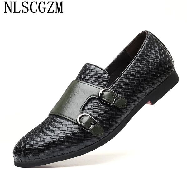 

dress shoes oxford double monk strap for men loafers mens wedding leather formal office 2021 zapato hombre, Black