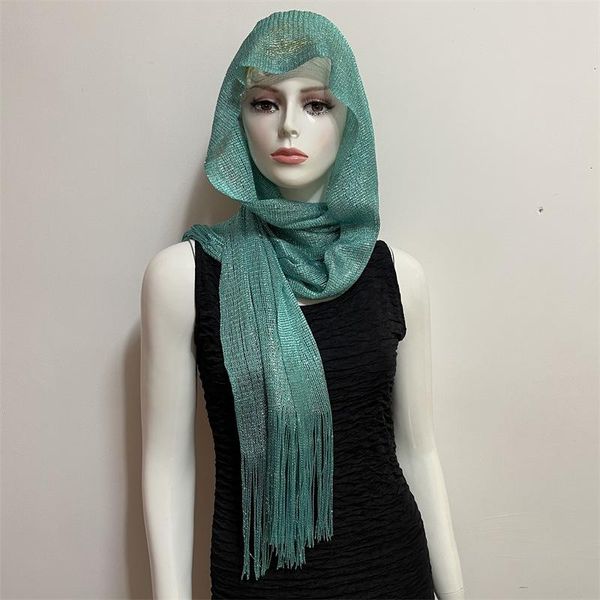 

scarves bright silk flat scarf muslim baotou dual purpose tassel shawl, Blue;gray