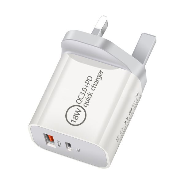 18W rápido carregador USB Tipo C PD Carregamento rápido para smartphone UE US Plug com QC 3.0 Cell Phone Chargers