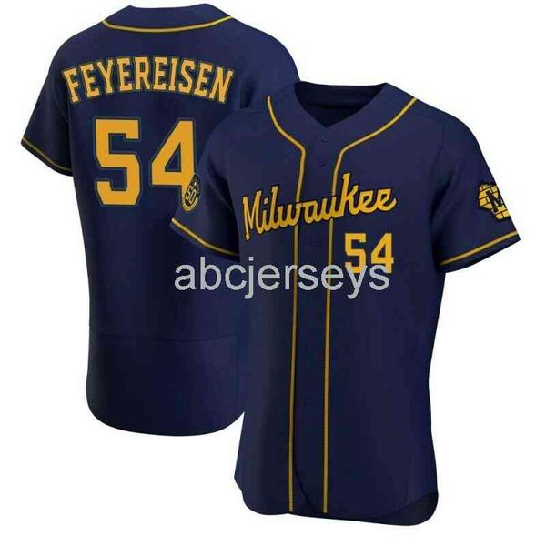 

j.p. feyereisen #54 baseball jersey xs-6xl, Black