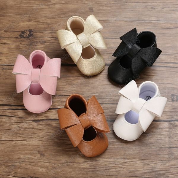

newborn first walkers baby girls shoes pu anti-slip bowknot classic princess dress shoes first walker toddler crib shoe moccasins