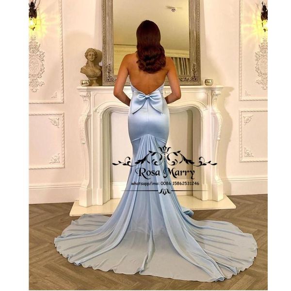 

party dresses light blue backless mermaid evening 2021 plus size long satin arabic formal vestidos de fiesta noche, White;black