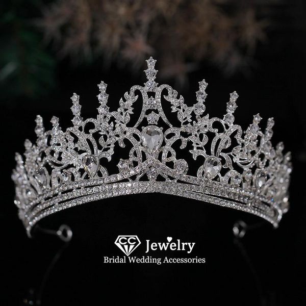 

hair clips & barrettes wedding crown women accessories engagement jewelry bridal hairwear crystal headdress leaf shape tiaras and crowns, Golden;silver