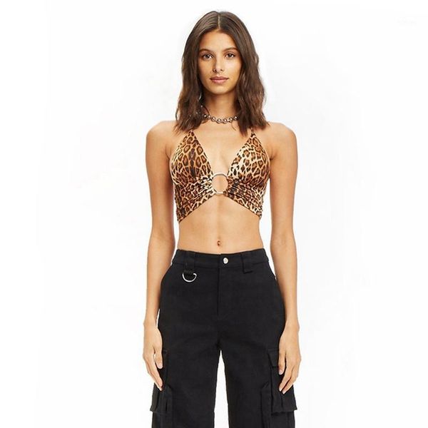 Bustiers Korsetts Damen Crop Tops Leopard Rückenfrei Bandage Party Club Bustier Print Keyhole Bralette Wear Tank