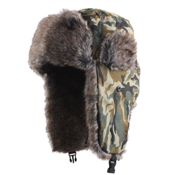 

men women russian winter hat with ear flaps faux fur trapper earflaps warm cap for snow outdoor hats, Black;white