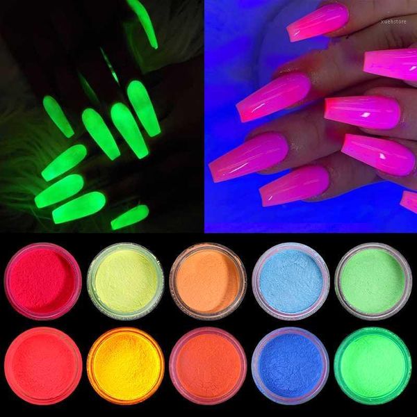 

boxes nail powder set luminous glitters fluorescent art decorations1, Silver;gold