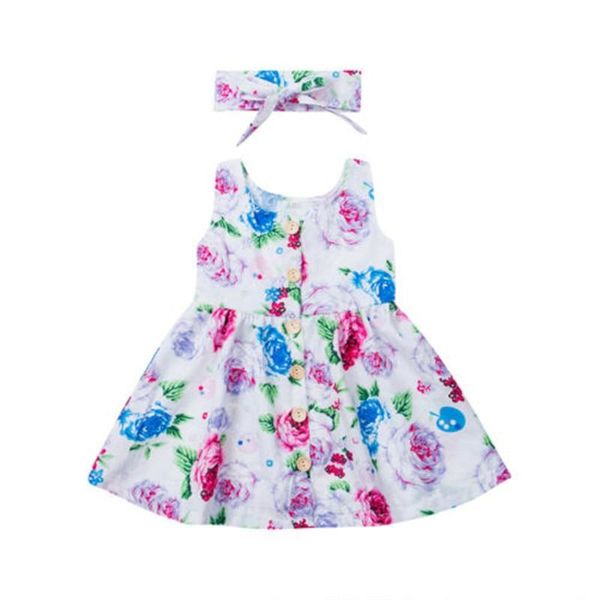 

girl's dresses brand cute born baby girls floral dress sleeveless tutu clothes summer sundress+headband, Red;yellow