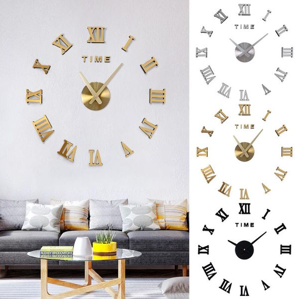 

wall clocks function acrylic minimalist clock modern diy 3d decorative mirror surface sticker home office decor