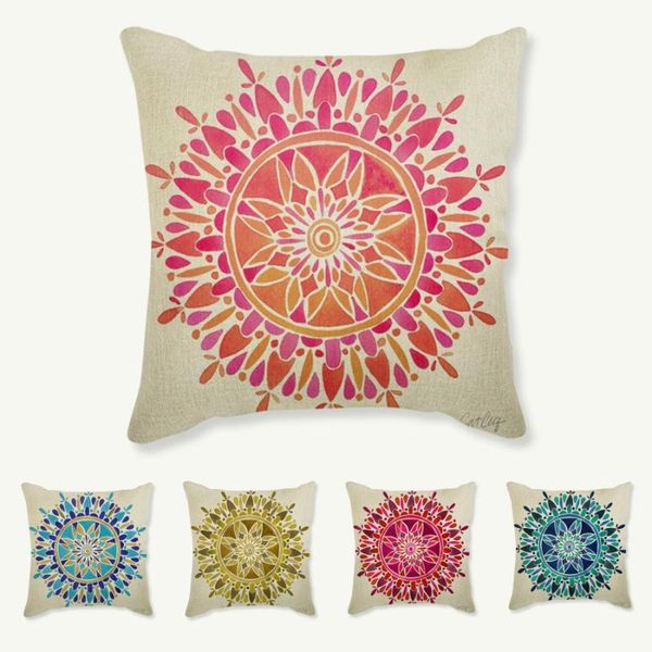 

pink mandala hand drawing sofa decorative cushion cover bohemian mediterranean style colorful flower pattern throw pillow cushion/decorative