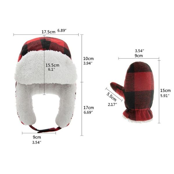 

caps & hats winter warm baby grids pattern ear flap hat gloves set soft cotton lei feng beanies mitten kit for kids children girls qx2d, Yellow
