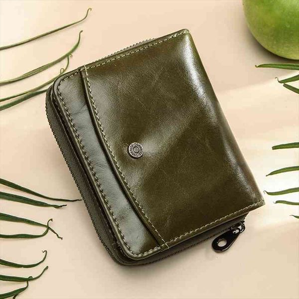 

contacts genuine leather wallet women small rfid zipper card holder wallets for short female coin purse portfel damski, Red;black