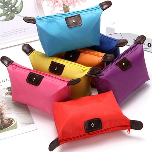 

lady makeup pouch waterproof cosmetic bag clutch toiletries travel kit casual small purse candy sport 9 colors zwl273