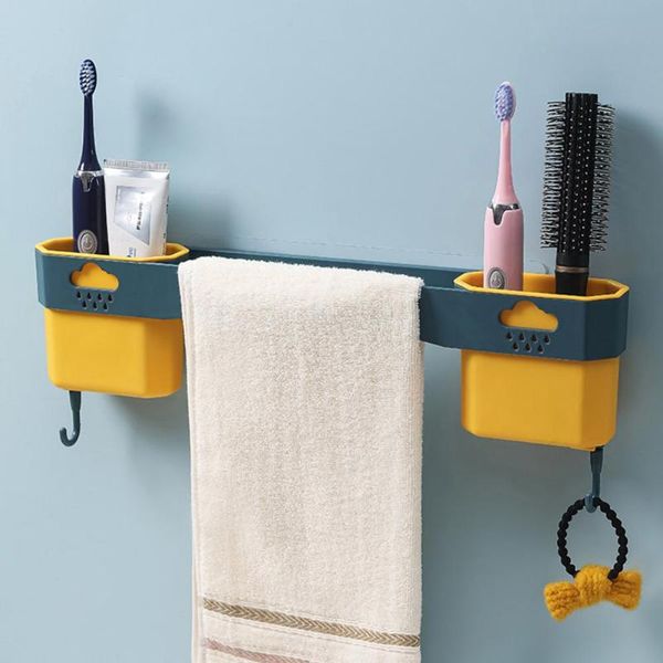 

towel racks rack space-saving shelf with 2 storage box hanger good