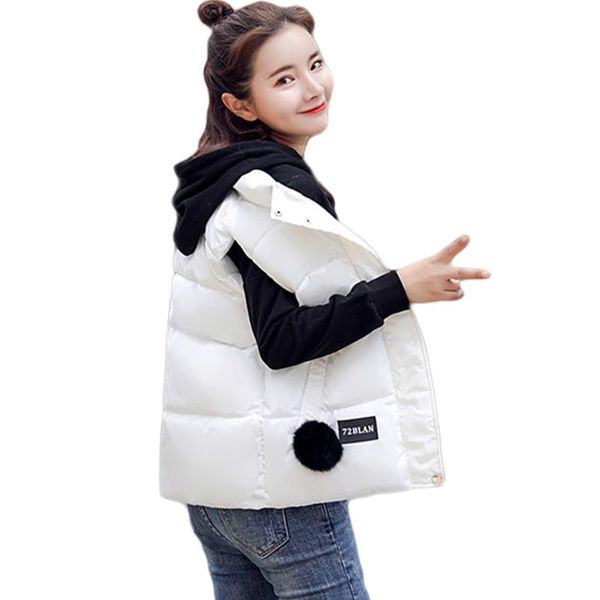 

women's vests 2021 women winter vest casual autumn warm thicken short sleeveless waistcoat female cotton padded plus size s-3xl d074, Black;white