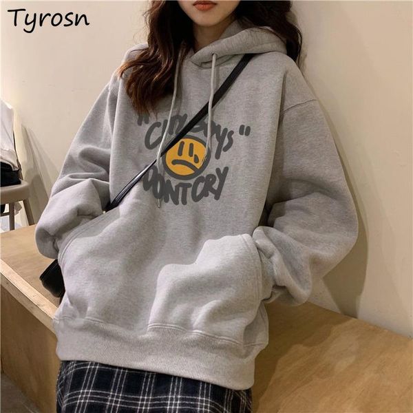 

women's hoodies & sweatshirts cartoon printed women hooded streetwear leisure harajuku chic fashion all-match loose ins, Black