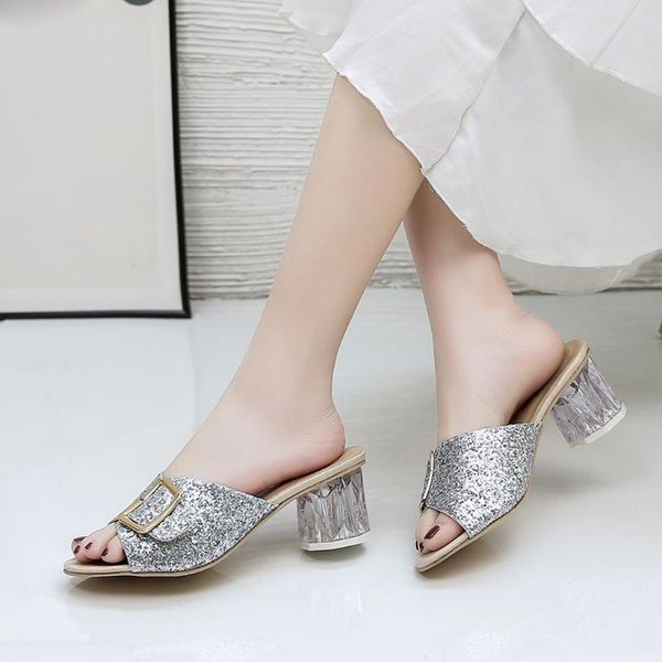 

dress shoes sandals for women crystal transparent heels summer stripper clear wedge sandalias mujer 2021, Black