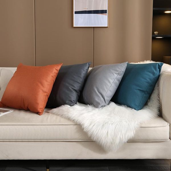 

cushion/decorative pillow 1pcs solid color faux leather cushion cover nordic throw case decorative sofa home decor 45x45cm pillowcase