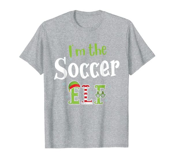 

i'm the soccer elf matching elf family pj xmas gift t-shirt, White;black