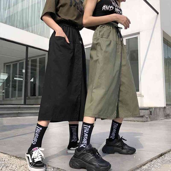 

high waist loose long skirt shorts women summer autumn korean ulzzang skirt shorts womens spring plus size high street, White;black