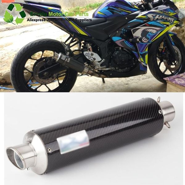 

motorcycle modified exhaust pipe muffler zx6r r25 y15zr lc135 r3 natural carbon brazing universal modification ulashkim system