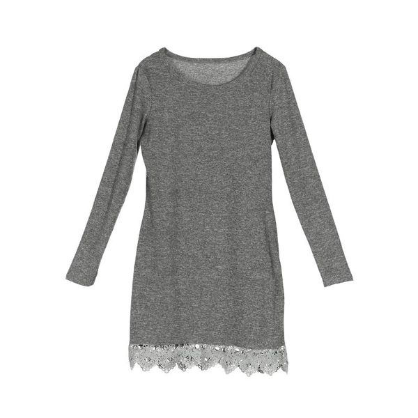 

women spring lace patchwork mini dress purple gray ladies pullover jumper dresses winter autumn clothes casual, Black;gray