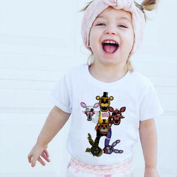 

summer fashion fun kid five night at freddy fnaf t cartoons children cartoon printed tee shirts shirt for boys girls, Blue