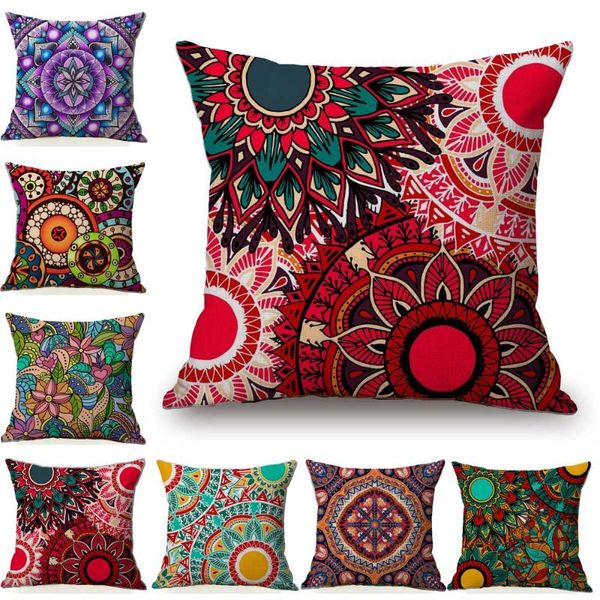 

cushion/decorative pillow colorful flower cushion cover symmetrical floral beige linen case 45x45cm pillowcase sofa decoration